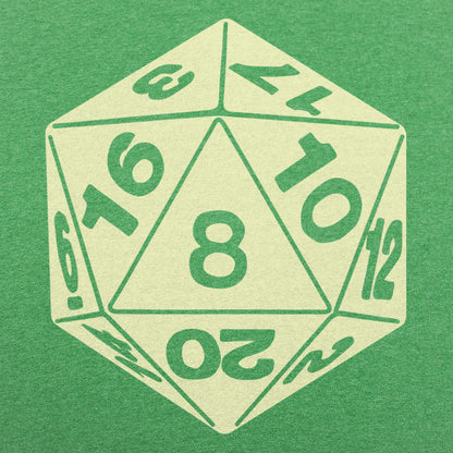 20-Sided Die D20 Tabletop Gaming Dice graphic Unisex Heavyweight T-Shirt in Kelly Green Heather