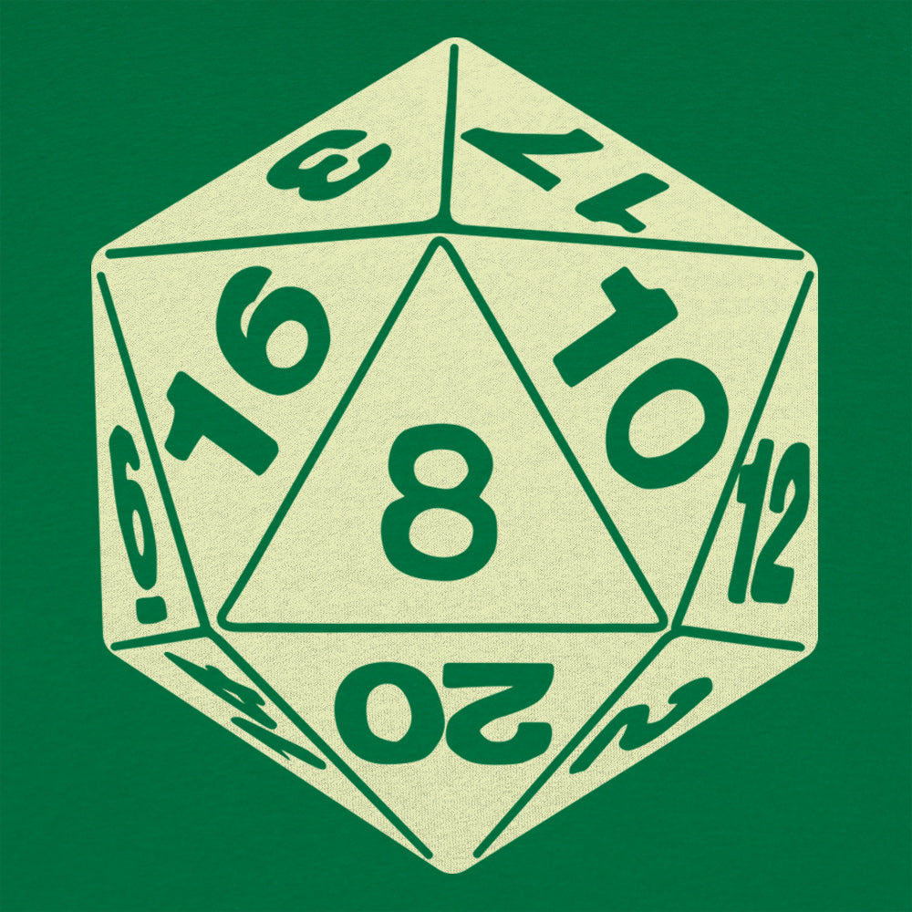 20-Sided Die D20 Tabletop Gaming Dice graphic Women's T-Shirt in Lucky Green