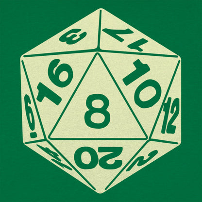 20-Sided Die D20 Tabletop Gaming Dice graphic Women's T-Shirt in Lucky Green