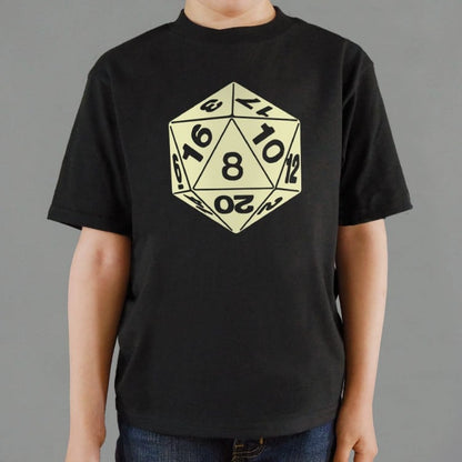 20-Sided Die D20 Tabletop Gaming Dice graphic Kids T-Shirt in Black