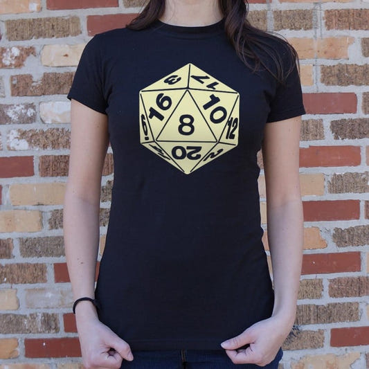 20-Sided Die D20 Tabletop Gaming Dice graphic Women's T-Shirt in Midnight