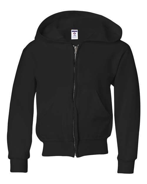 JERZEES Youth NuBlend® Full-Zip Hooded Sweatshirt - Black Front
