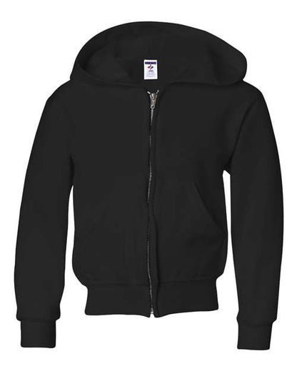 JERZEES Youth NuBlend® Full-Zip Hooded Sweatshirt - Black Front