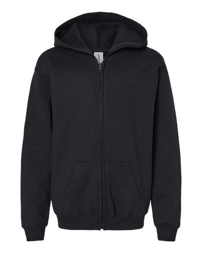 Youth Heavy Blend™ Full-Zip Hooded Sweatshirt - Black Front