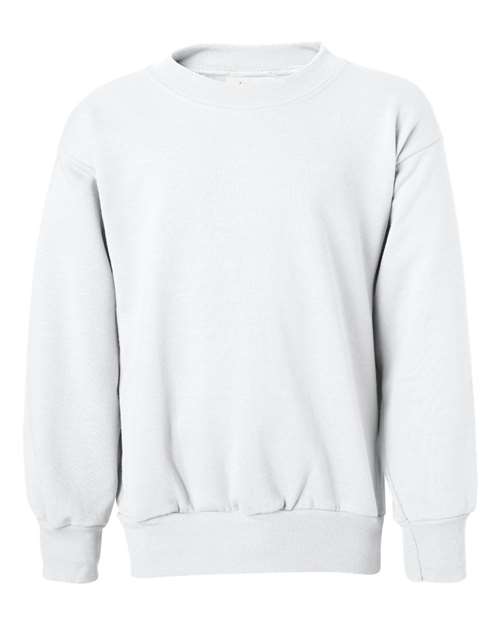 Hanes Youth EcoSmart® Crewneck Sweatshirt - White Front