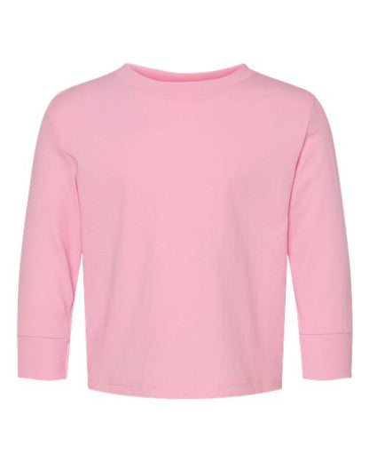 Rabbit Skins Toddler Cotton Jersey Long Sleeve Tee - Pink Front