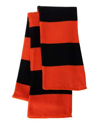 Sportsman Rugby-Striped Knit Scarf - Orange/ Black Front