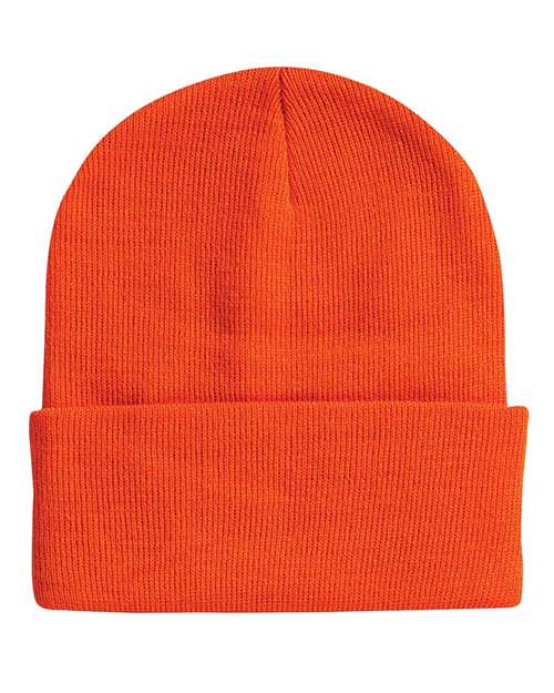 Sportsman 12" Solid Cuffed Beanie - Blaze Orange Front