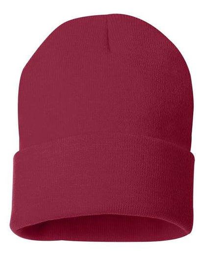 Sportsman 12" Solid Cuffed Beanie - Cardinal Front