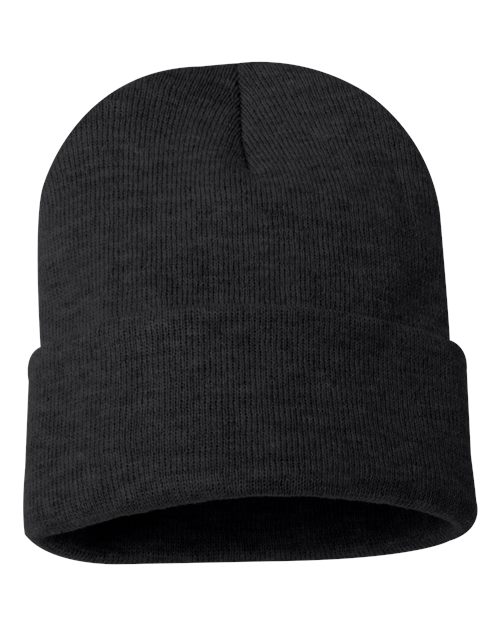 Sportsman 12" Solid Cuffed Beanie - Heather Charcoal Front