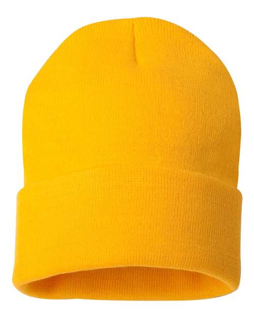 Sportsman 12" Solid Cuffed Beanie - Gold Front