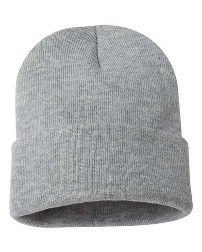 Sportsman 12" Solid Cuffed Beanie - Heather Grey Front