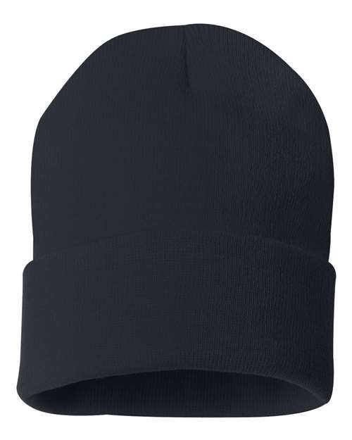 Sportsman 12" Solid Cuffed Beanie - Navy Front