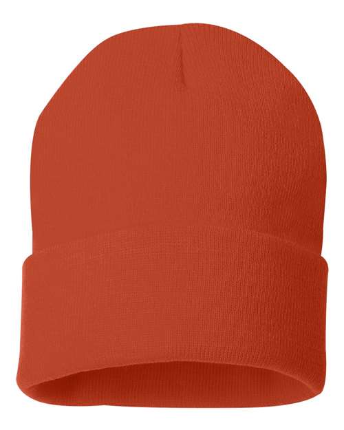 Sportsman 12" Solid Cuffed Beanie - Orange Front