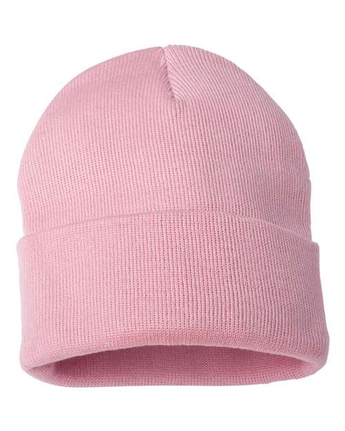 Sportsman 12" Solid Cuffed Beanie - Pink Front