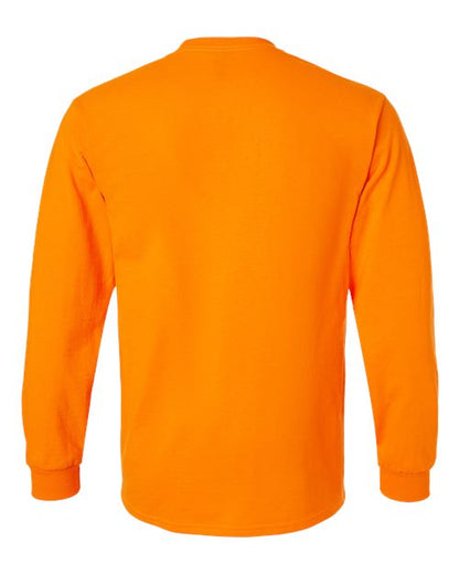 Unisex Ultra Cotton® Long Sleeve Pocket T-Shirt - Safety Orange Back