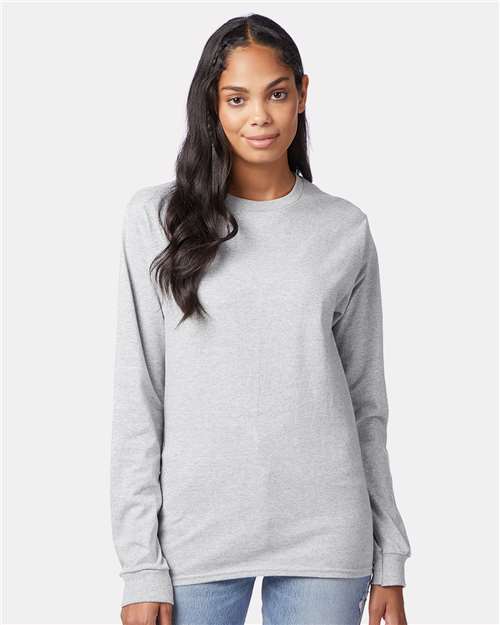 Hanes Unisex Authentic Long Sleeve T-Shirt - Model Front