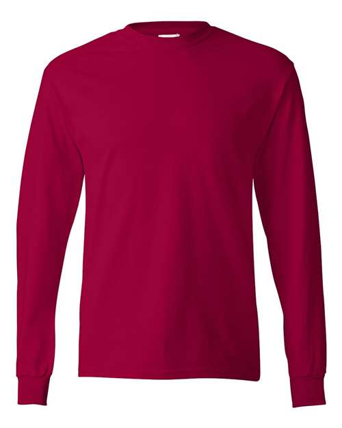 Hanes Unisex Authentic Long Sleeve T-Shirt - Deep Red Front