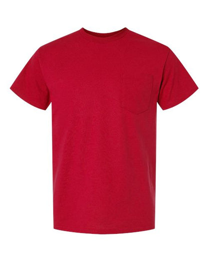 Unisex DryBlend® Pocket T-Shirt - Red Front