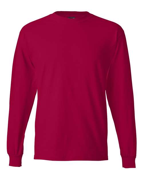 Hanes Unisex Beefy-T® Long Sleeve T-Shirt - Deep Red Front