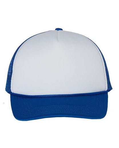 Valucap Foam Mesh-Back Trucker Cap - White/ Royal Front