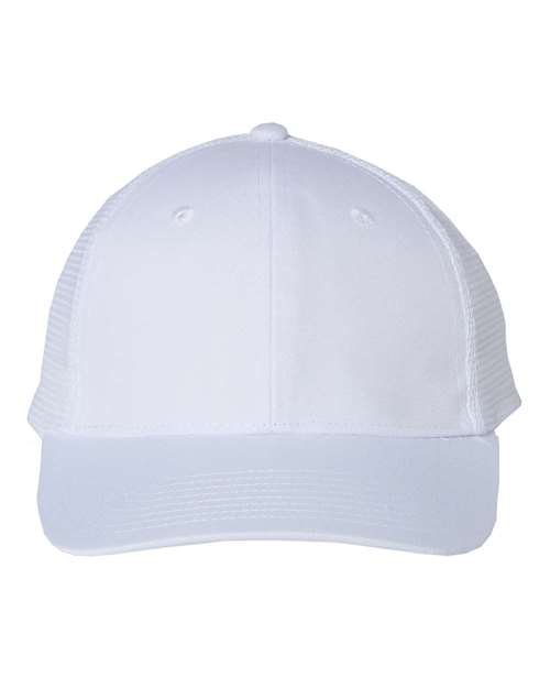 Valucap Mesh-Back Twill Trucker Cap - White Front