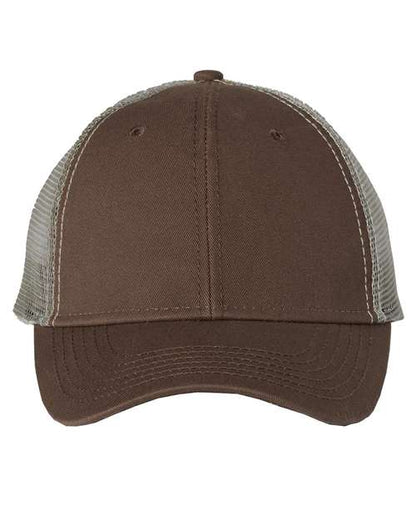 Valucap Bio-Washed Trucker Cap - Brown/ Khaki Front
