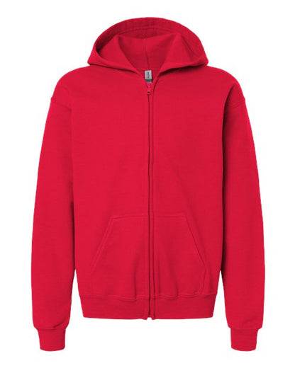 Gildan Youth Heavy Blend™ Full-Zip Hooded Sweatshirt - Red Front