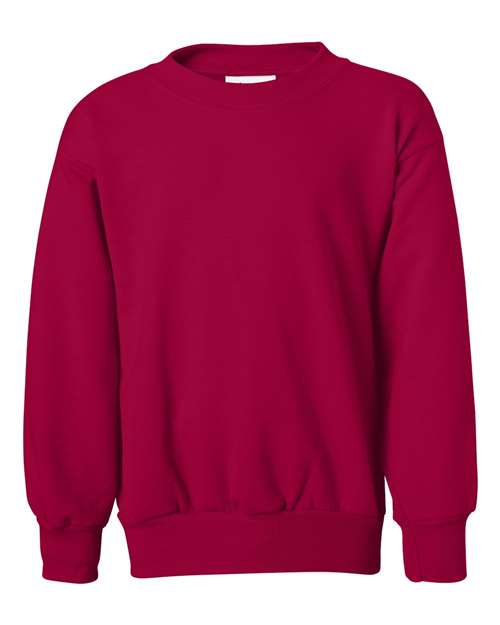 Hanes Youth EcoSmart® Crewneck Sweatshirt - Deep Red Front