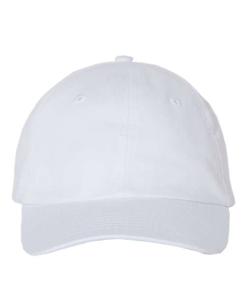 Valucap Youth Small Fit Bio-Washed Dad Hat - White Front