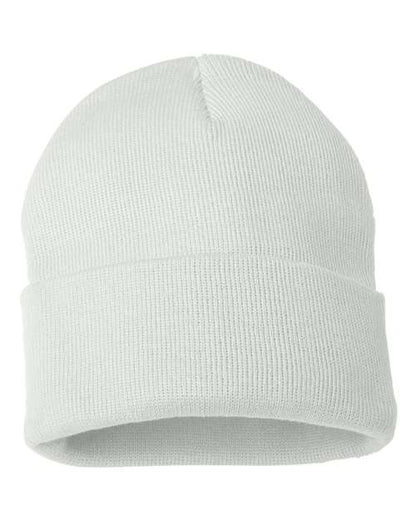 Sportsman 12" Solid Cuffed Beanie - White Front