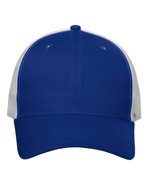 Valucap Mesh-Back Twill Trucker Cap - Royal/ White Front