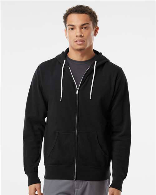 Independent Trading Co. Unisex Lightweight Full-Zip Hooded Sweatshirt - Model Front