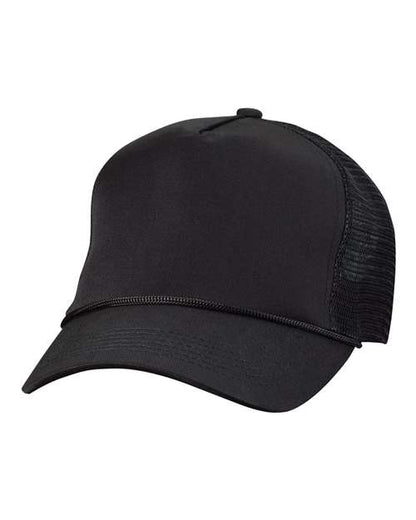 Valucap Five-Panel Trucker Cap - Black Front