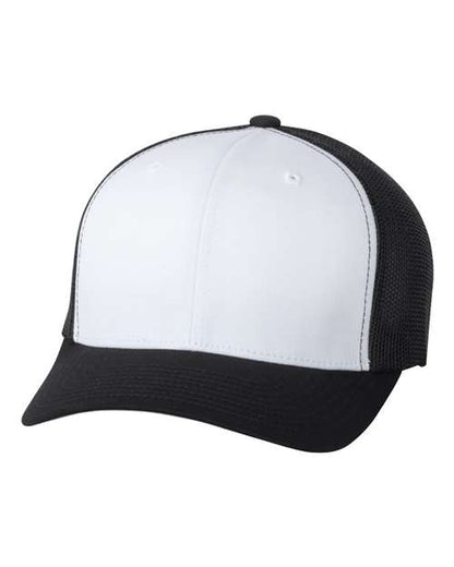 Flexfit Trucker Cap - Black/ White/ Black Front