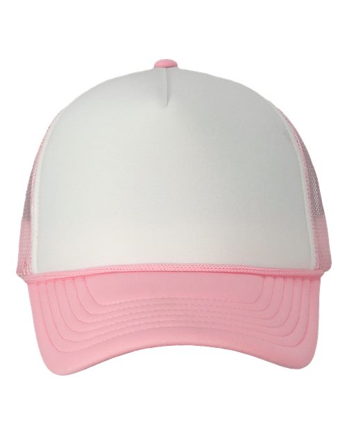 Valucap Foam Mesh-Back Trucker Cap - White/ Pink Front