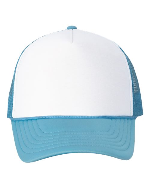 Valucap Foam Mesh-Back Trucker Cap - White/ Baby Blue Front