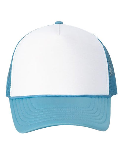 Valucap Foam Mesh-Back Trucker Cap - White/ Baby Blue Front