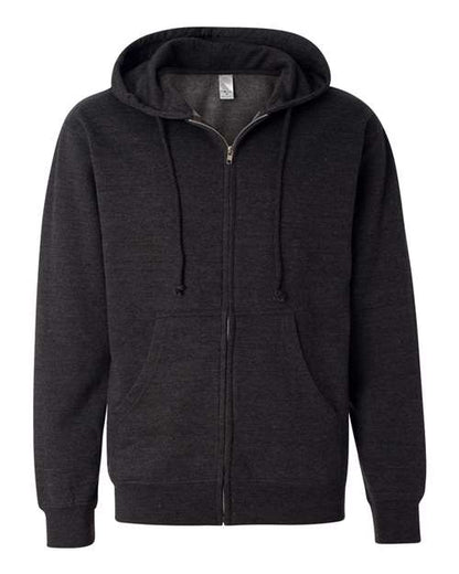 Independent Trading Co. Unisex Midweight Full-Zip Hooded Sweatshirt - Charcoal Heather Front