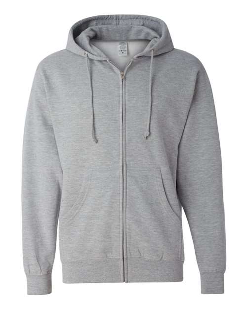 Independent Trading Co. Unisex Midweight Full-Zip Hooded Sweatshirt - Grey Heather Front