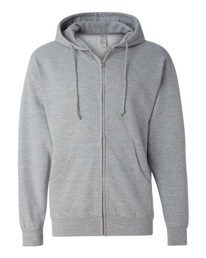 Independent Trading Co. Unisex Midweight Full-Zip Hooded Sweatshirt - Grey Heather Front