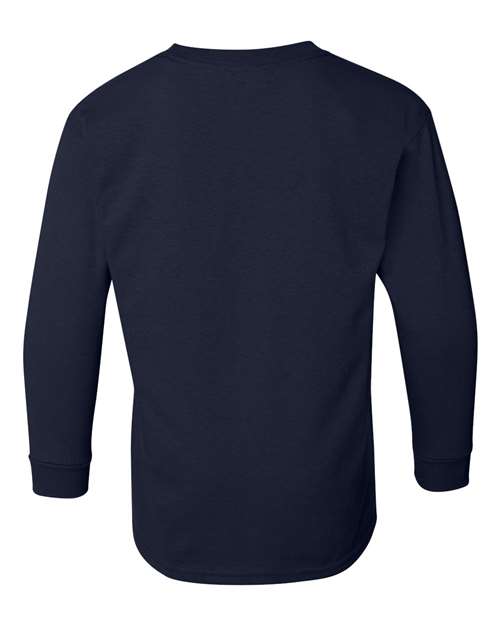 Youth Heavy Cotton™ Long Sleeve T-Shirt - Navy Back
