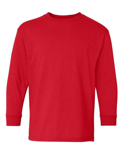 Youth Heavy Cotton™ Long Sleeve T-Shirt - Red Front