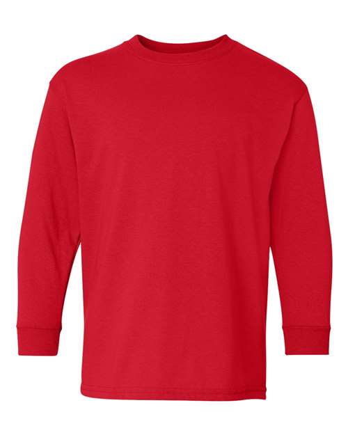 Youth Heavy Cotton™ Long Sleeve T-Shirt - Red Front
