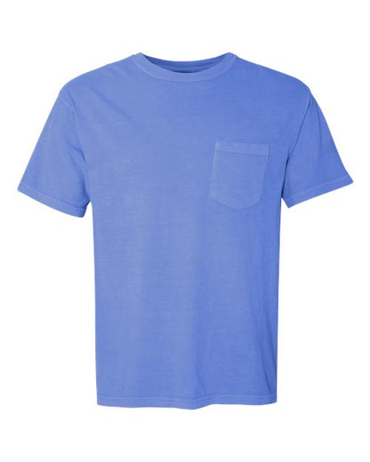 Comfort Colors Unisex Garment-Dyed Heavyweight Pocket T-Shirt - Flo Blue Front