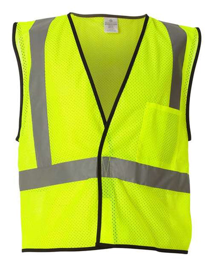 Kishigo Unisex Economy Single Pocket Hook-and-Loop Mesh Vest - Lime Front