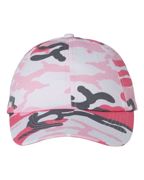 Valucap Bio-Washed Classic Dad Hat - Pink Camo Front