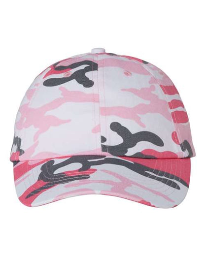 Valucap Bio-Washed Classic Dad Hat - Pink Camo Front
