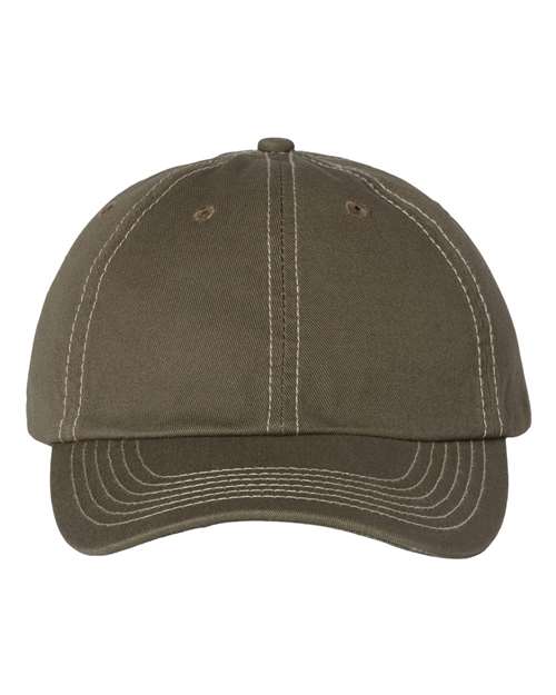 Valucap Bio-Washed Classic Dad Hat - Olive/ Stone Stitch Front