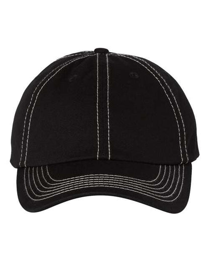 Valucap Bio-Washed Classic Dad Hat - Black/ Stone Stitch Front